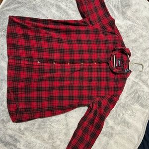 Men’s red and black Chaps flannel button down